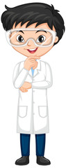 Boy in science gown on isolated background