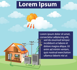 Diagram showing how solar cell works at home