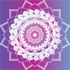 Mandala patterns on purple background