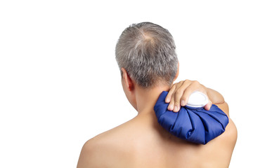 People  compress ice bag  to Various areas of the body that are swollen and painful, relieving...