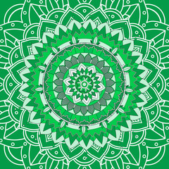 Mandala patterns on green background