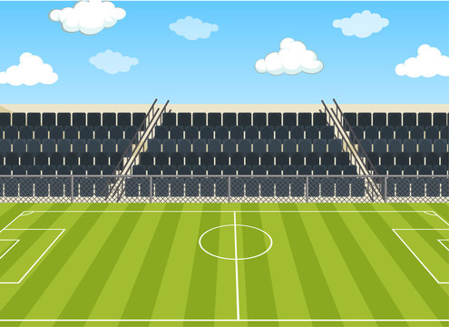 Background scene with football field and stadium