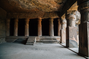 Elephanta Caves ruins in Mumbai, India