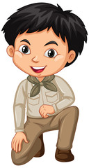 Boy in safari outfit on white background