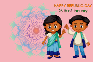 Public holiday poster design with happy kids