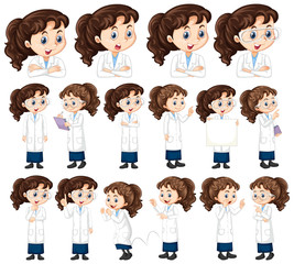 Set of girl in safari outfit doing different poses