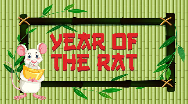 Happy new year background design with rat and bamboo