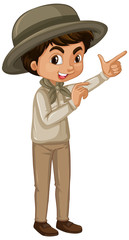 Boy in safari outfit on white background