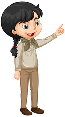 Girl in park ranger uniform on white background