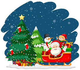 Christmas theme with Santa and snowman
