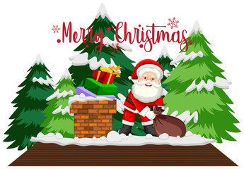 Christmas theme with Santa on the roof