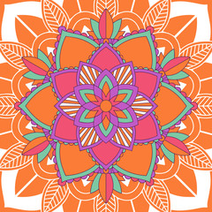Mandala patterns on orange background