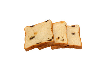 Raisin Slices Bread isolated on white background