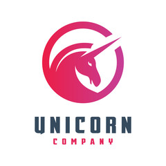 Circular Unicorn horse logo design © idealis