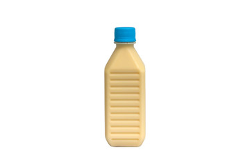 Soy milk in bottle isolated on white background.