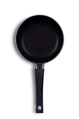 Top view of Black frying pan isolated on white background