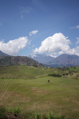 Bondowoso, East Java / Indonesia Savana Wurung Crater (Kawah Wurung) during the dry season, located in Curah Macan village, Bondowoso.