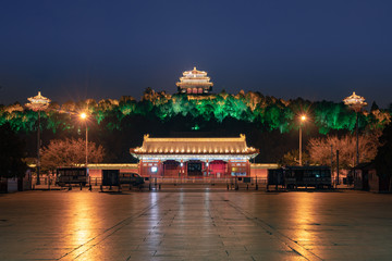 Night view of Jingshan Park, Beijing, China