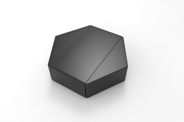 Blank hexagonal paper hard box for gift items and branding, 3d render illustration.