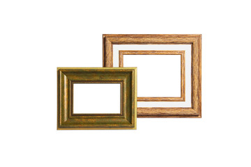 wooden picture frame isolated on white background