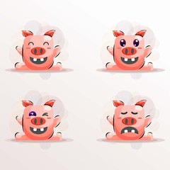 cute pig mascot vector with expressions collection