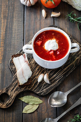 Borsch with red beans and braised beef.
