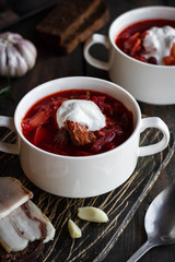Borsch with red beans and braised beef.