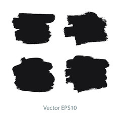 brush strokes watercolor background. Vector black paint