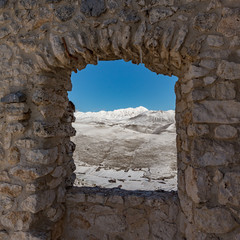 View from an opening of the walls of Rocca Calascio