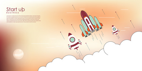 Super rocket launch banner design