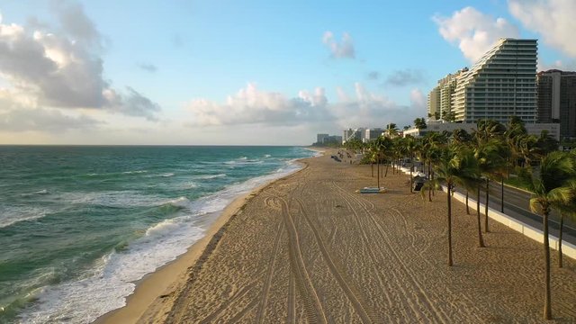 4K Fort Lauderdale Beach Florida Aerial Drone Sunrise Sunset Miami