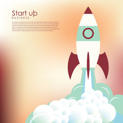 Space rocket launch. Vector illustration 