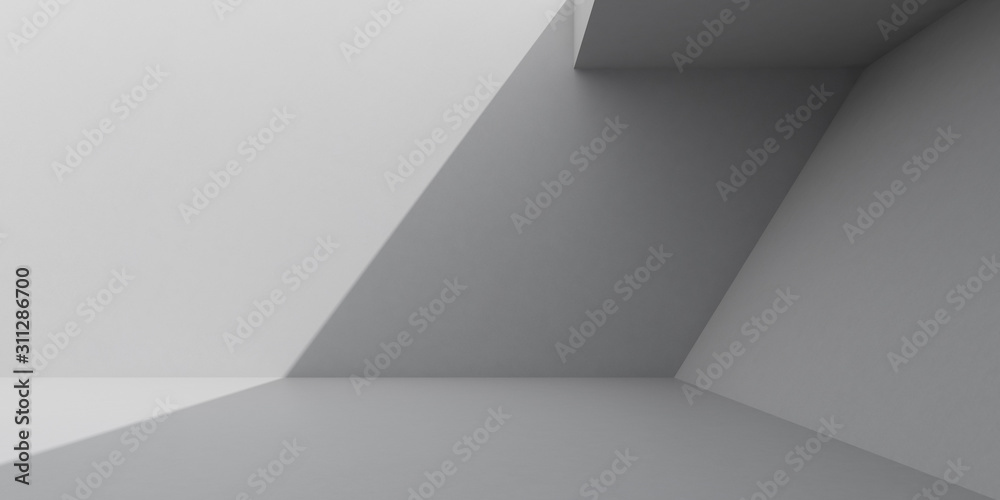 Poster abstract of concrete interior space with sun light cast the shadow on the wall and floor,geometric s