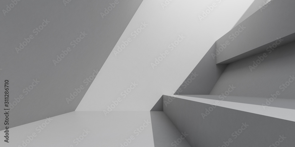 Poster abstract of concrete interior space with sun light cast the shadow on the wall and floor,geometric s