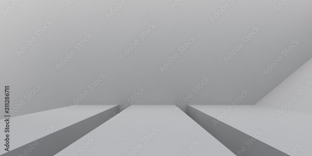Poster abstract of concrete interior space with sun light cast the shadow on the wall and floor,geometric s
