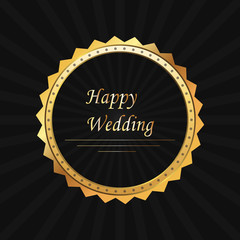 Golden wedding celebration emblem.