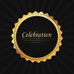 Golden celebration emblem.