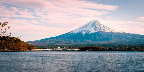 Mt.Fuji in the morning , View from Kawaguchiko lake , Yamanashi , Japan