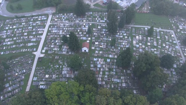 Aerial view of cemeteries in Banská Bystrica in Slovakia