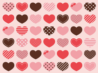 いろいろな模様のハート柄