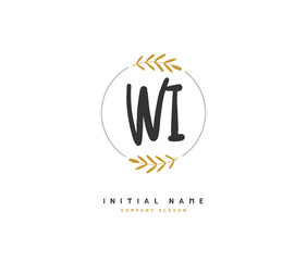 Fototapeta na wymiar W I WI Beauty vector initial logo, handwriting logo of initial signature, wedding, fashion, jewerly, boutique, floral and botanical with creative template for any company or business.
