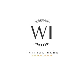 W I WI Beauty vector initial logo, handwriting logo of initial signature, wedding, fashion, jewerly, boutique, floral and botanical with creative template for any company or business.