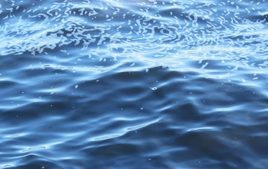 Ripples on blue water surface on Florida river, natural water background