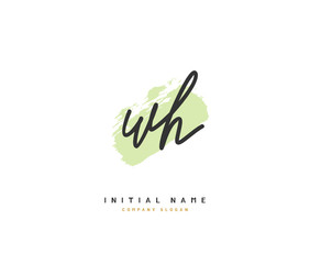 W H WH Beauty vector initial logo, handwriting logo of initial signature, wedding, fashion, jewerly, boutique, floral and botanical with creative template for any company or business.