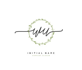 W U WU Beauty vector initial logo, handwriting logo of initial signature, wedding, fashion, jewerly, boutique, floral and botanical with creative template for any company or business.