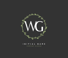 W G WG Beauty vector initial logo, handwriting logo of initial signature, wedding, fashion, jewerly, boutique, floral and botanical with creative template for any company or business.