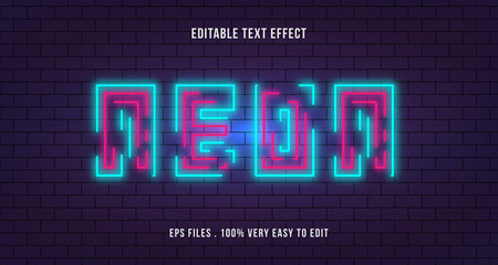 Neon line text effect, editable text