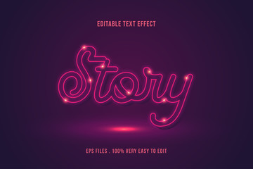 Story glow text effect, editable text
