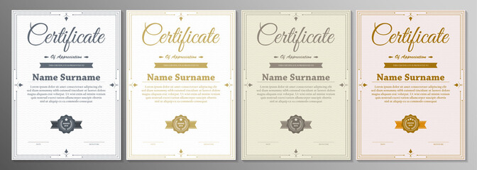 Certificate. Template diploma currency border. Award background Gift voucher. Vector illustration.