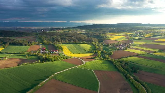 arial views farmland - corn field - 4k Austria